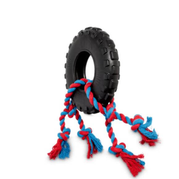 Leaps & Bounds Toss & Tug Tire Dual Rope Dog Toy, Medium - Picture 2 of 2
